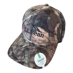 L.L. Bean Camo Trucker Mesh Mid Crown Snapback Adjustable Cap Hat One Size New